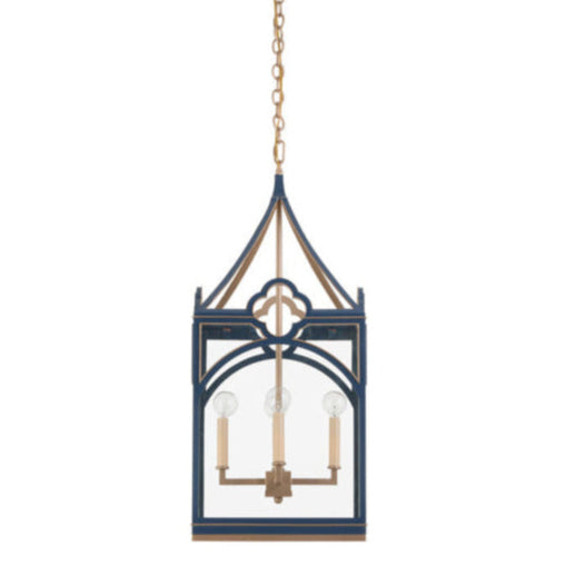 Quatrefoil Quatrefoil Shape Metal Lantern-Lanterns-Chelsea House-Blue-LOOMLAN