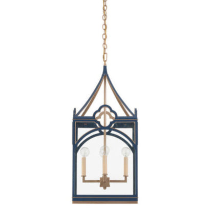 Quatrefoil Quatrefoil Shape Metal Lantern-Lanterns-Chelsea House-Blue-LOOMLAN