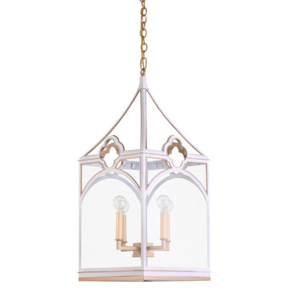 Quatrefoil Quatrefoil Shape Metal Lantern-Lanterns-Chelsea House-White-LOOMLAN