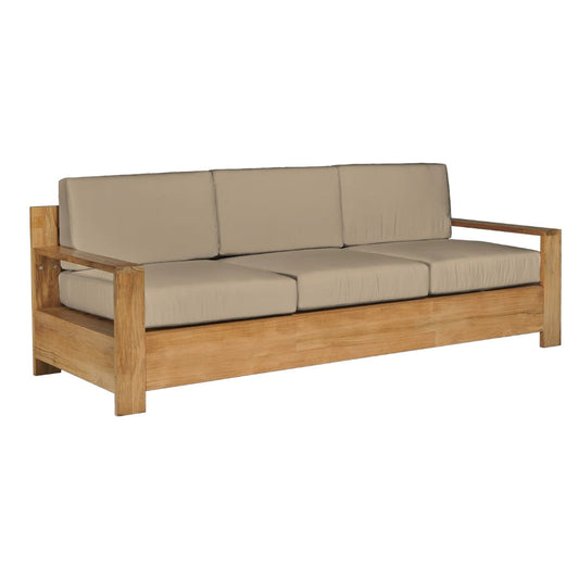 Qube Teak Deep Seating Outdoor Sofa with Sunbrella Cushions-Outdoor Sofas & Loveseats-HiTeak-Fawn-Sideboards and Things