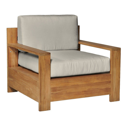 HiTeak Qube Teak Outdoor Club Chair Sunbrella Cushion