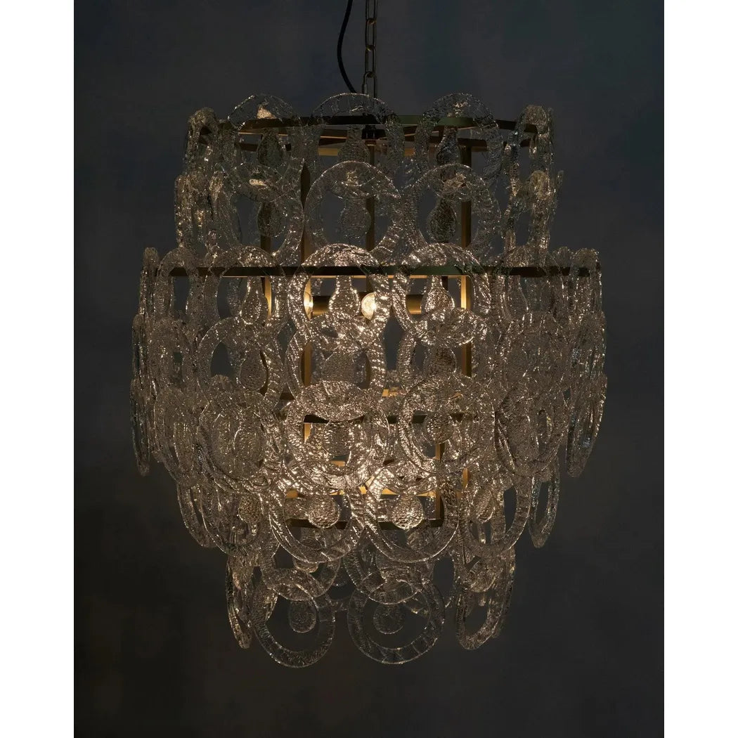 Quebec Metal & Glass Chandelier With Brass