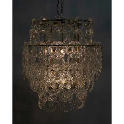 Quebec Metal & Glass Chandelier With Brass