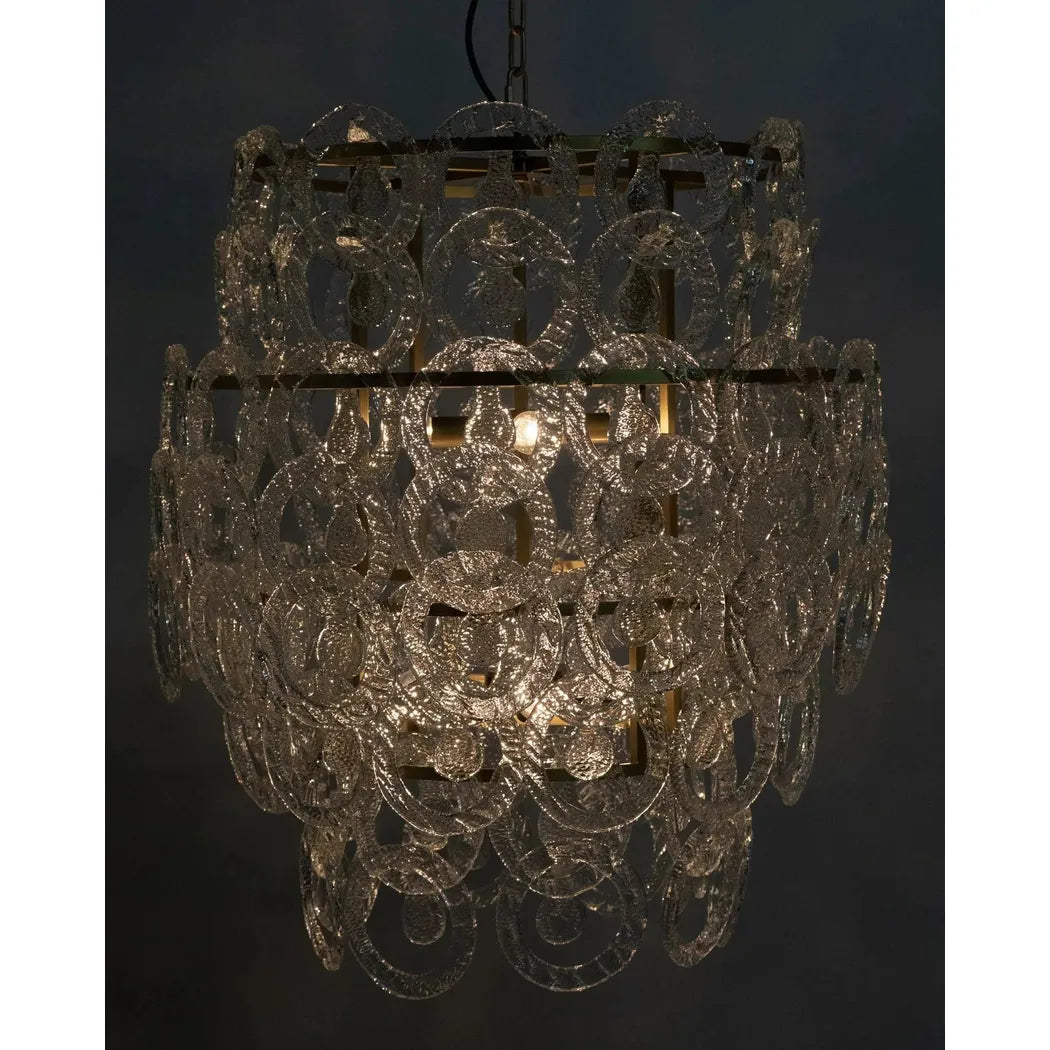 Quebec Metal & Glass Chandelier With Brass