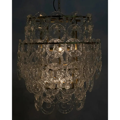Quebec Metal & Glass Chandelier With Brass
