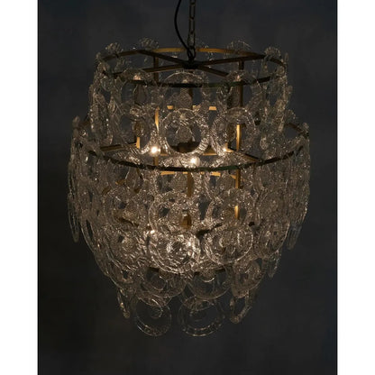 Quebec Metal & Glass Chandelier With Brass