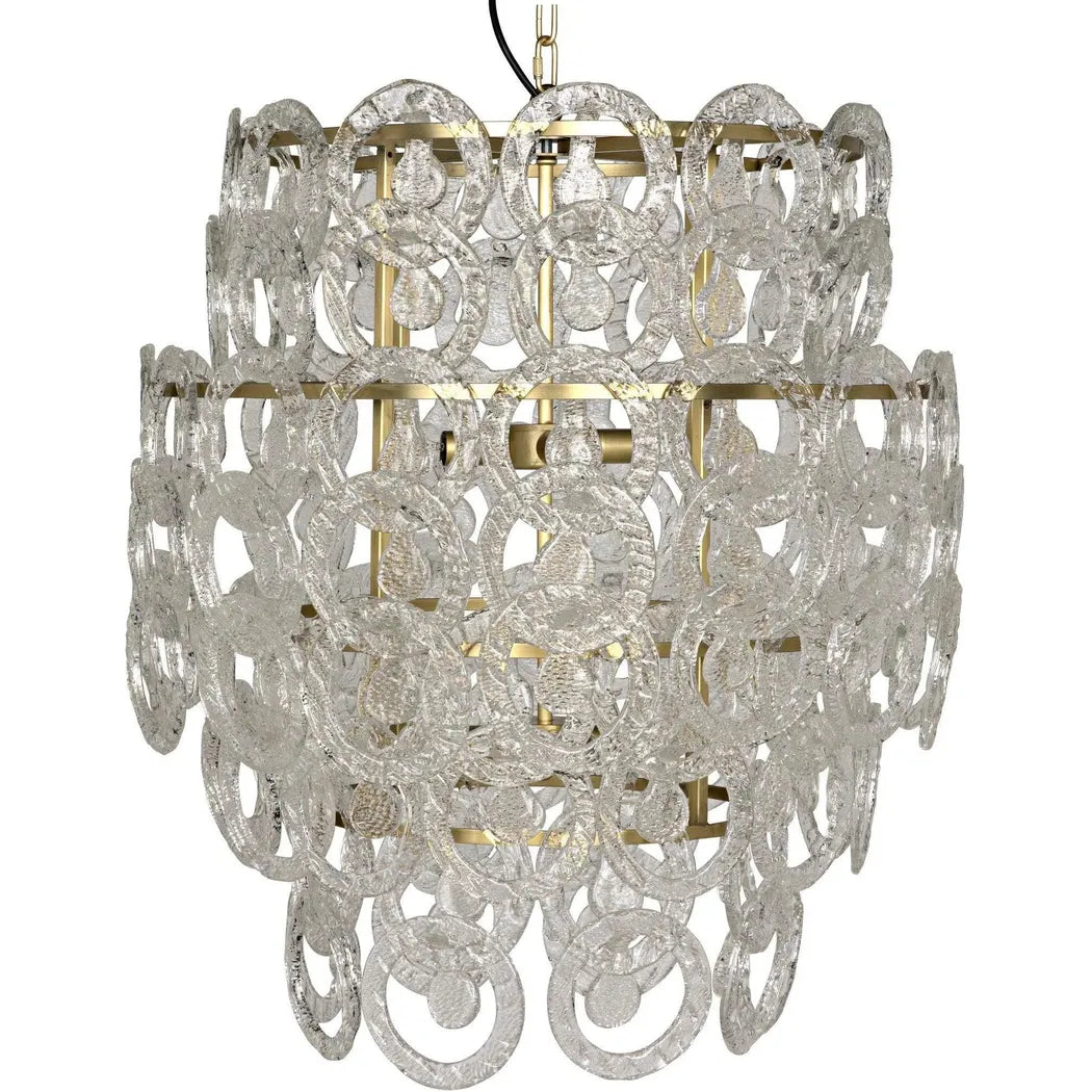 Quebec Metal & Glass Chandelier With Brass