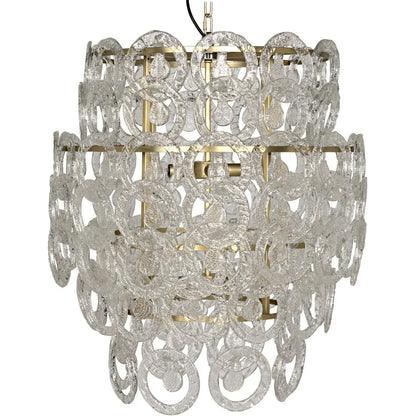 Quebec Metal & Glass Chandelier With Brass