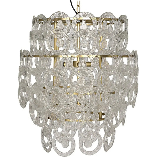 Noir Quebec Metal & Glass Chandelier With Brass