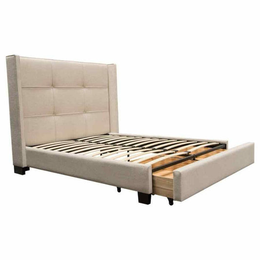 Queen Bed Frame With Storage in Sand Fabric Beds Sideboards and Things  By Diamond Sofa