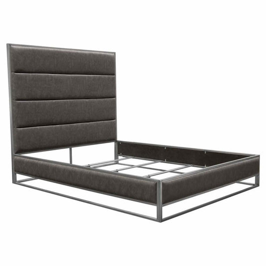 Queen Bed Frame in Weathered Grey Leatherette Beds Sideboards and Things  By Diamond Sofa
