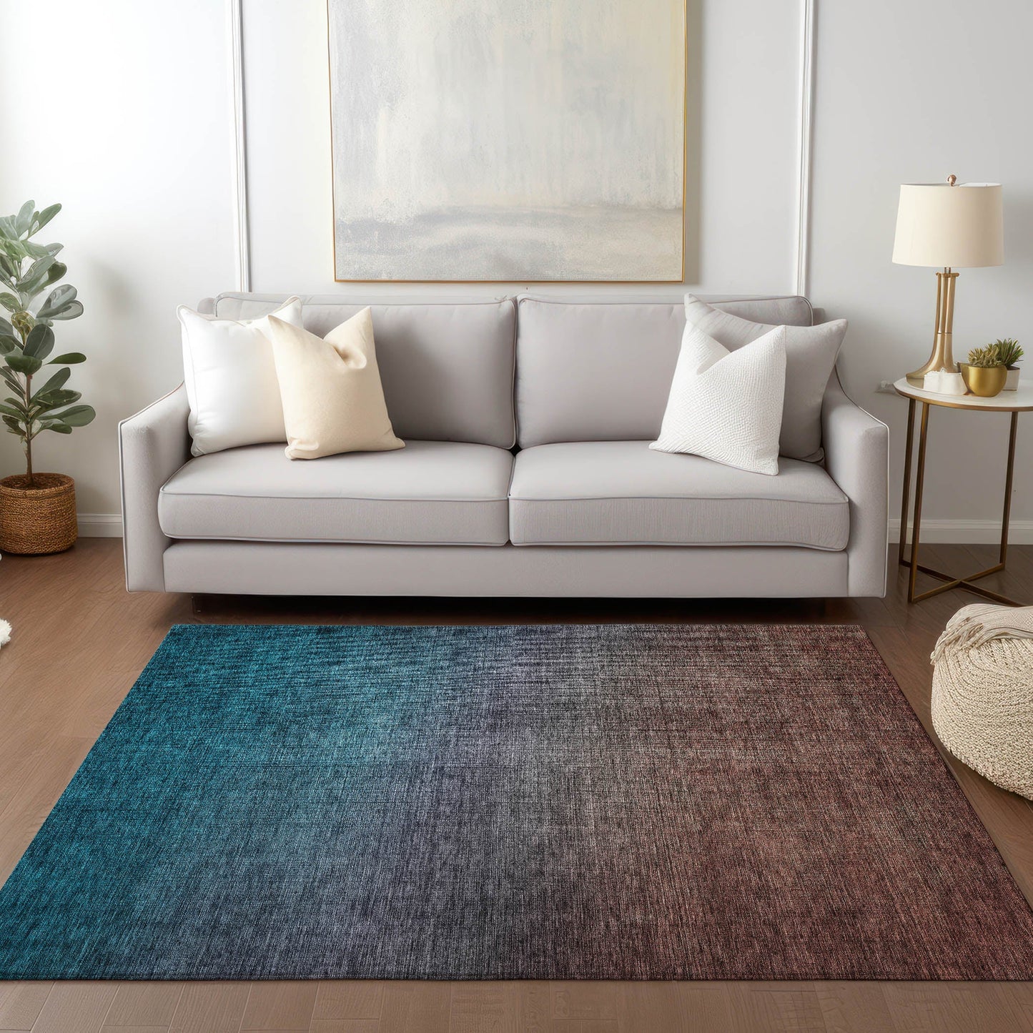 Addison Rugs Quiet Current Teal Washable Indoor-Outdoor Rug
