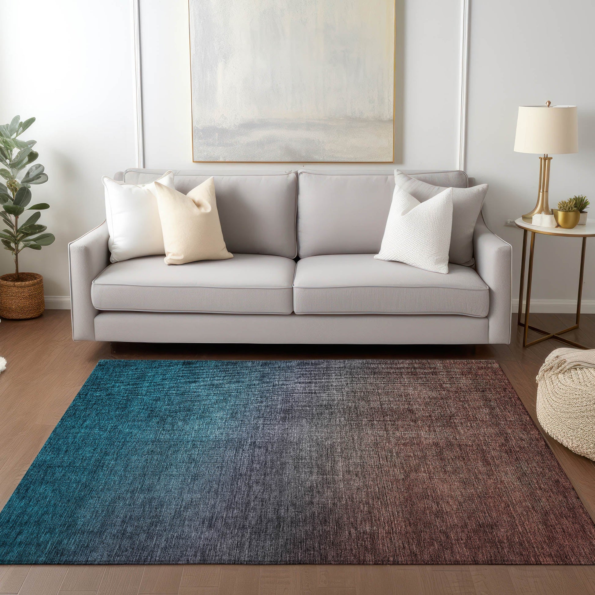 Addison Rugs Quiet Current Teal Washable Indoor-Outdoor Rug