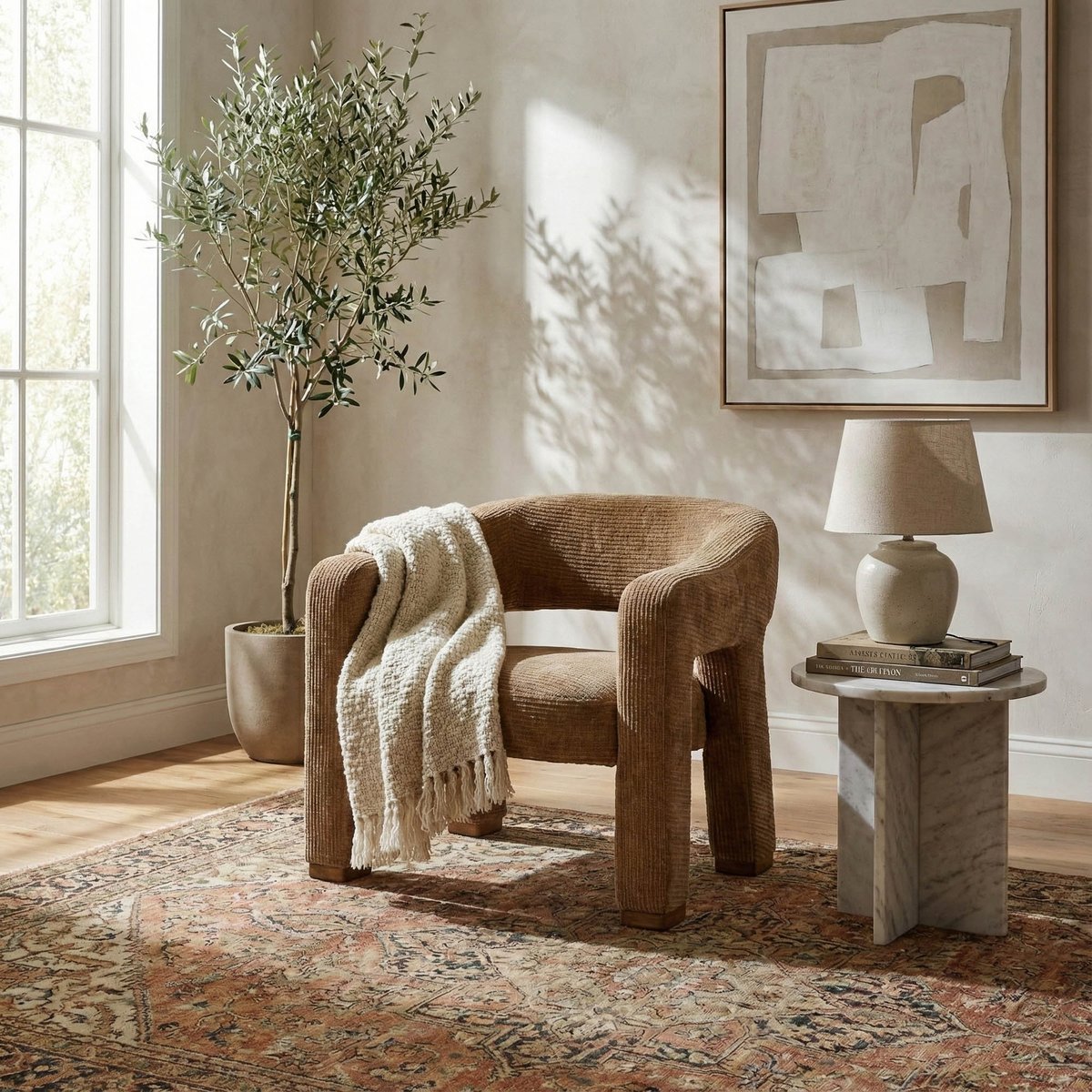 LH Home Quinn Brown Fabric Club Chair