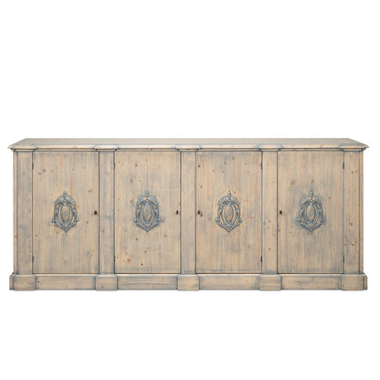 Crested Four Doors Wood Sideboard