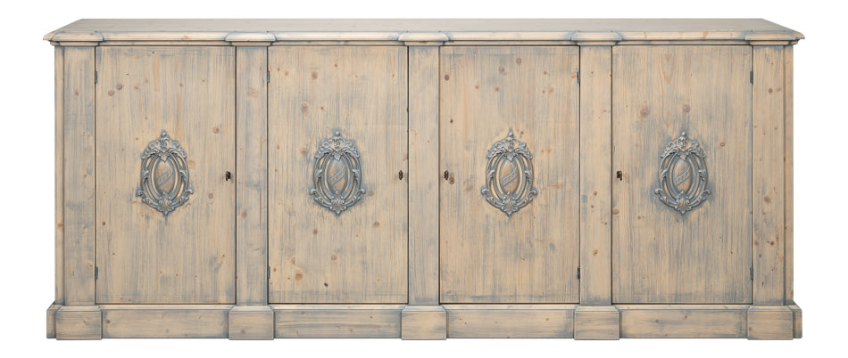 Crested Four Doors Wood Sideboard