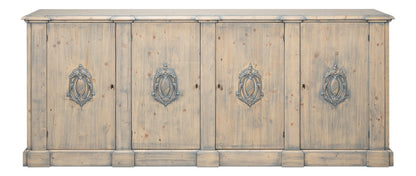 Crested Four Doors Wood Sideboard
