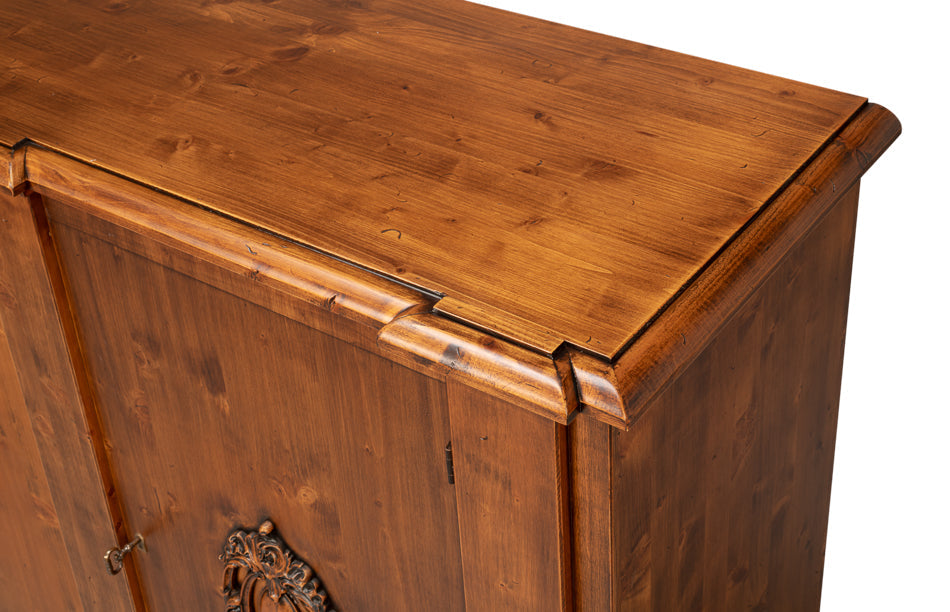 Crested Four Doors Wood Sideboard