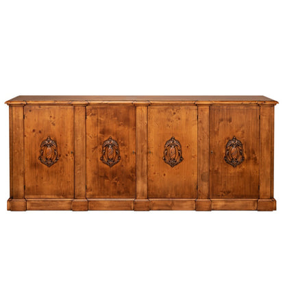 Crested Four Doors Wood Sideboard