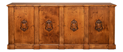 Crested Four Doors Wood Sideboard