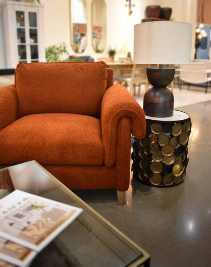 Regal Medallion Iron and Stone Gold Round Side Table