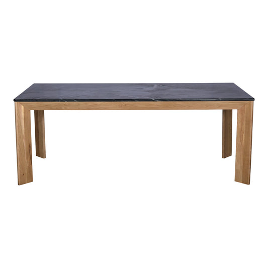 Angle Marble and Wood Rectangular Dining Table