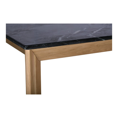 Angle Marble and Wood Rectangular Dining Table