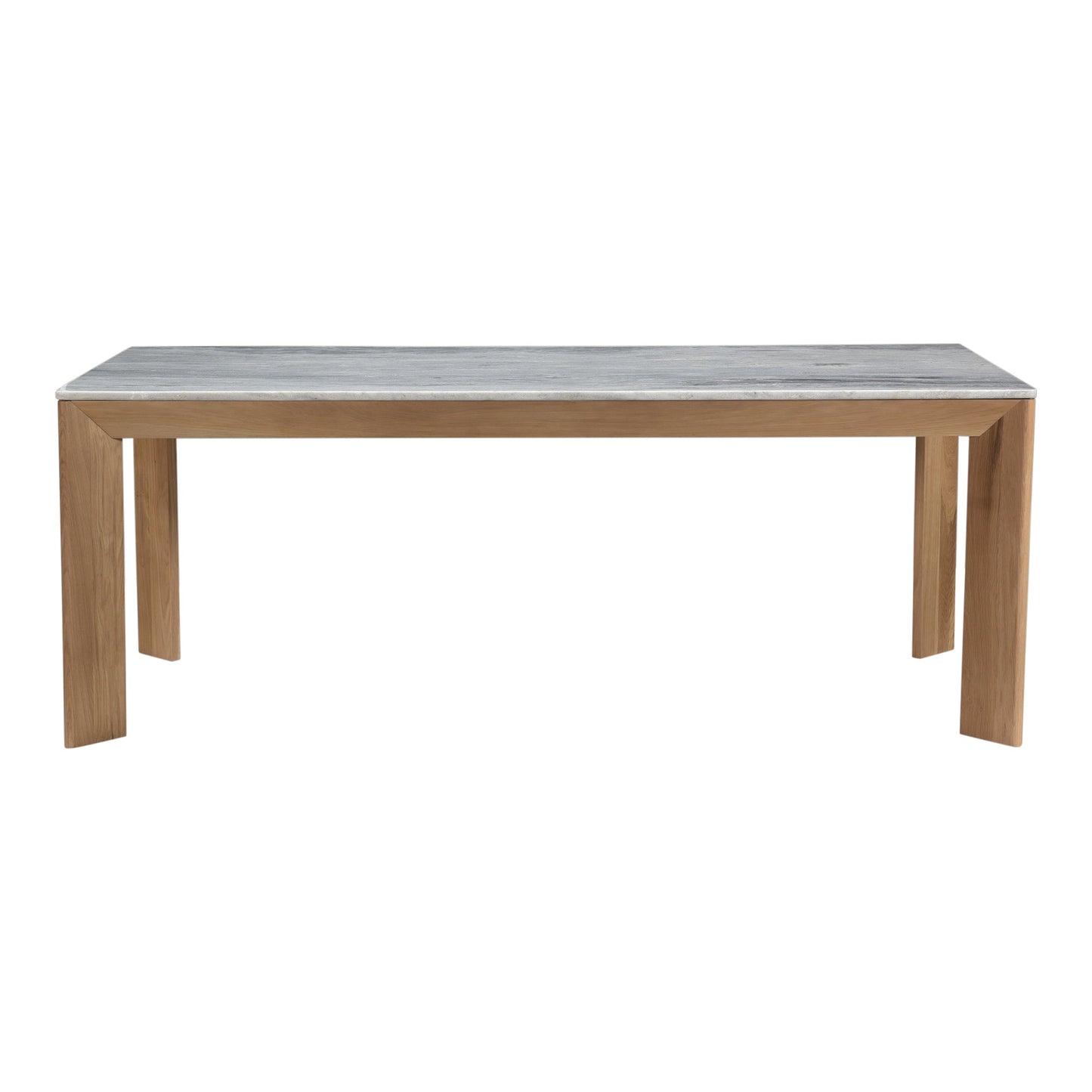 Angle Marble and Wood Rectangular Dining Table