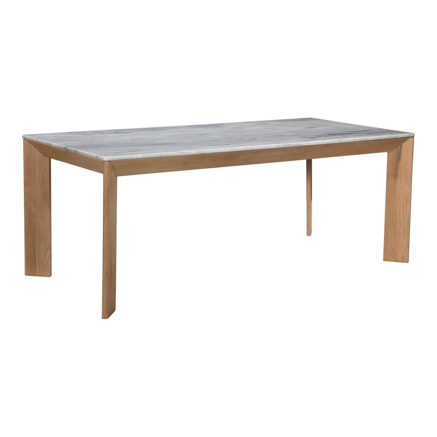 Angle Marble and Wood Rectangular Dining Table