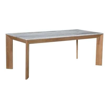 Angle Marble and Wood Rectangular Dining Table