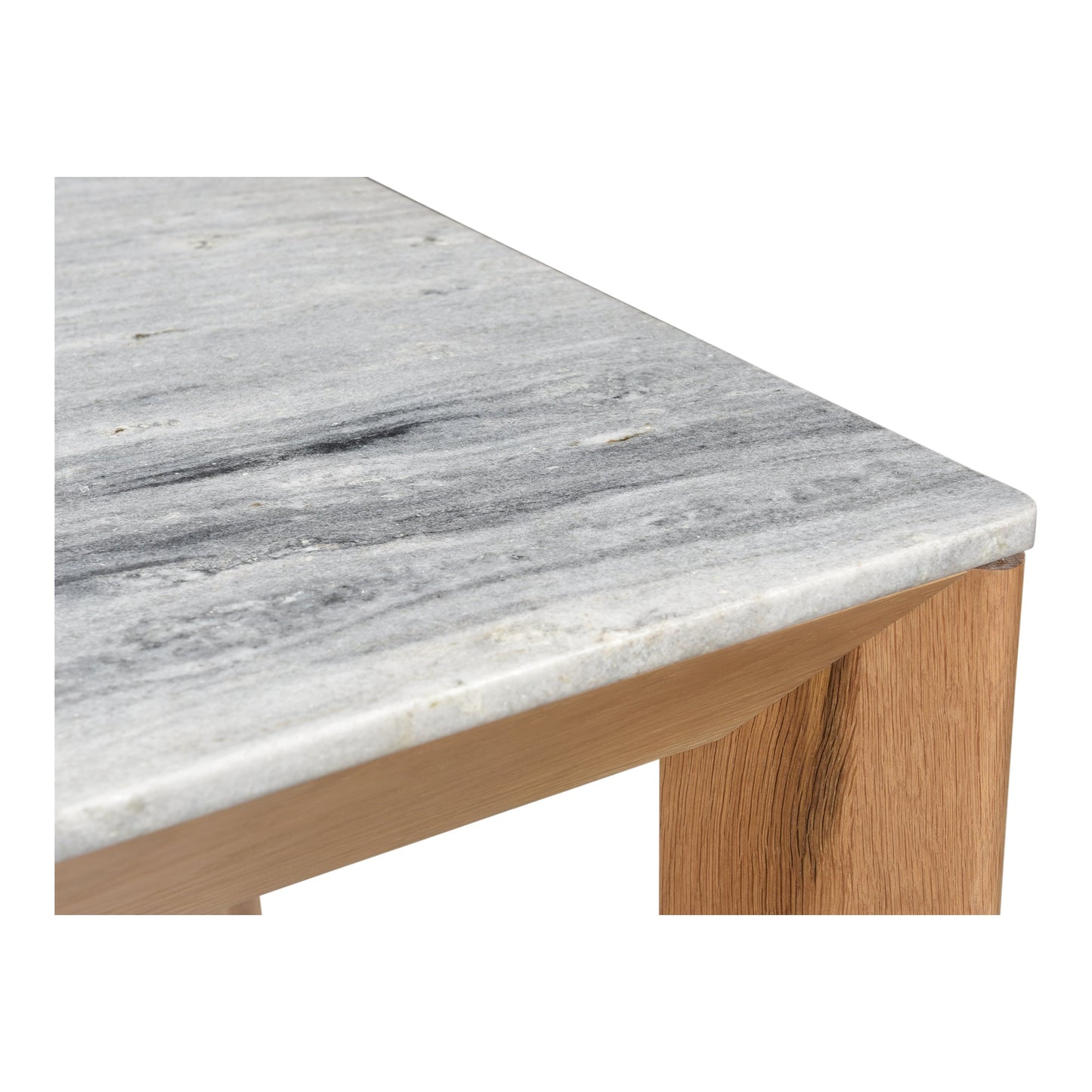 Angle Marble and Wood Rectangular Dining Table