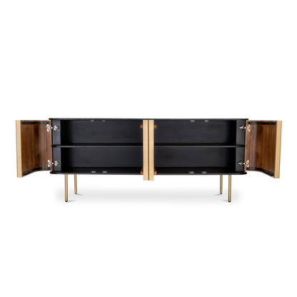 Dionne Wood and Metal Brown 4 Door Sideboard