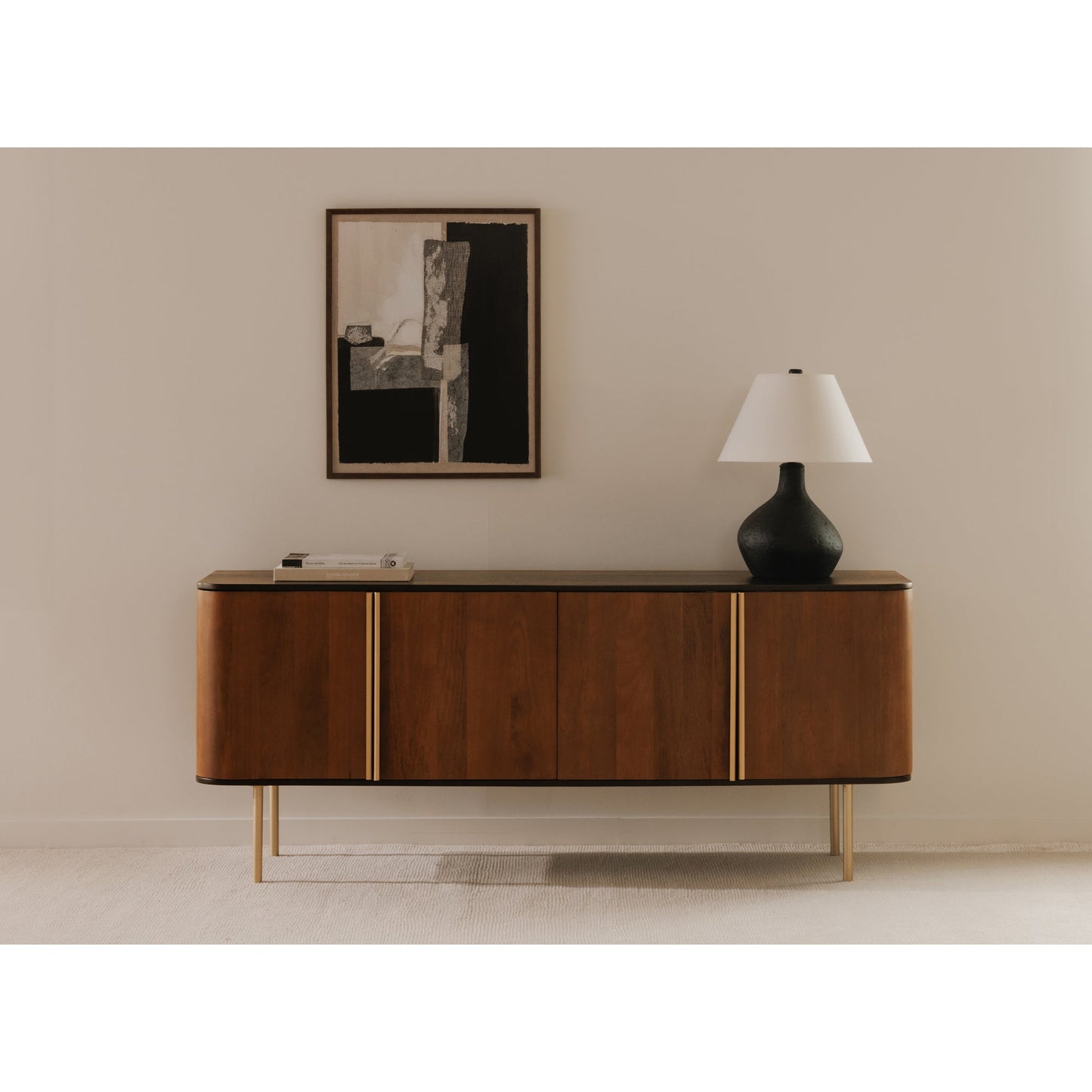 Dionne Wood and Metal Brown 4 Door Sideboard