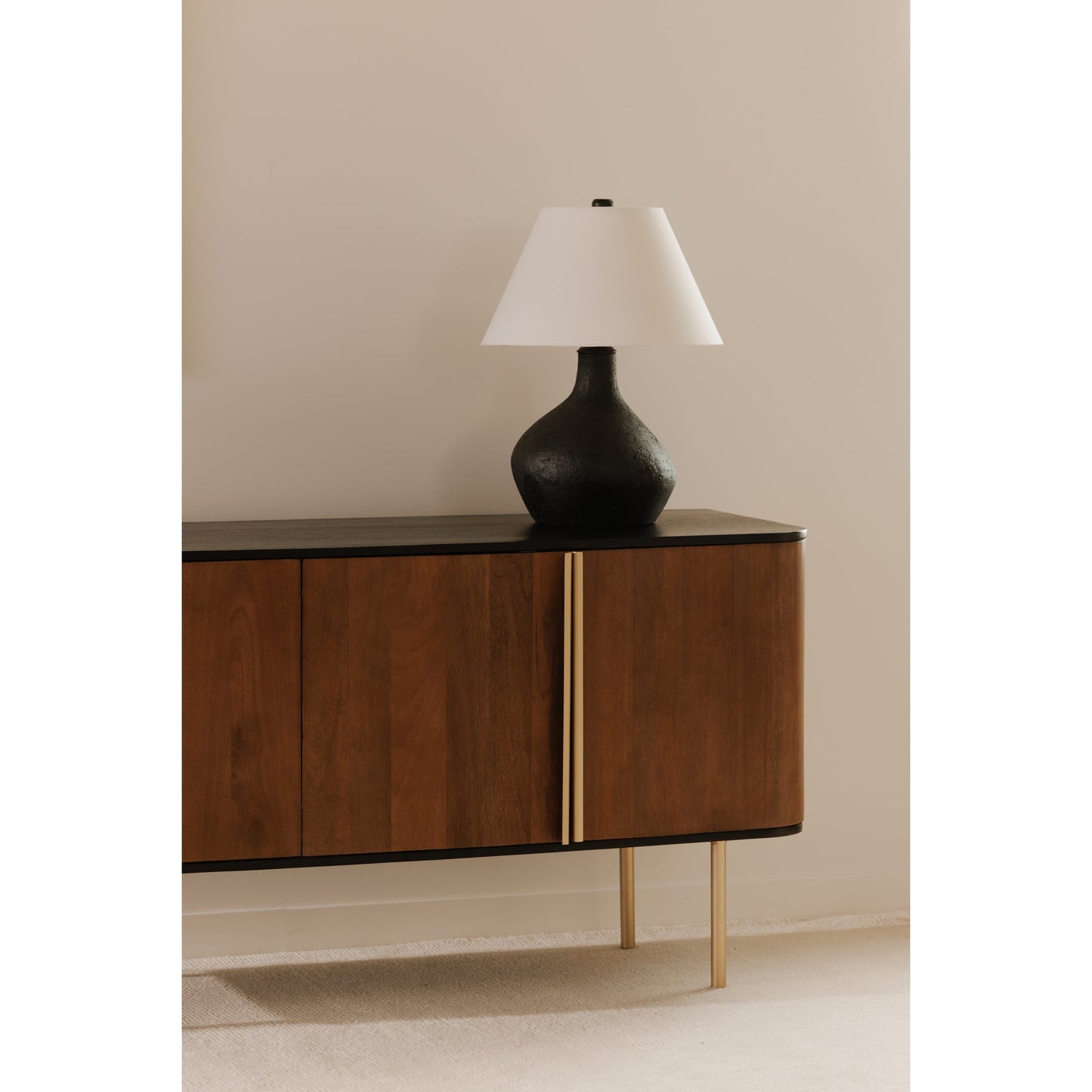 Dionne Wood and Metal Brown 4 Door Sideboard