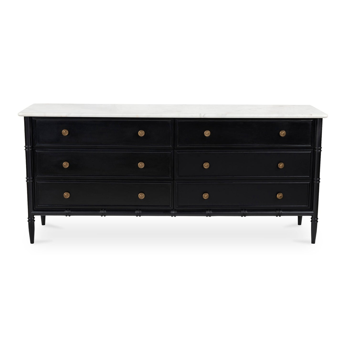 Eleanor Marble and Wood Black 6 Drawer Dresser