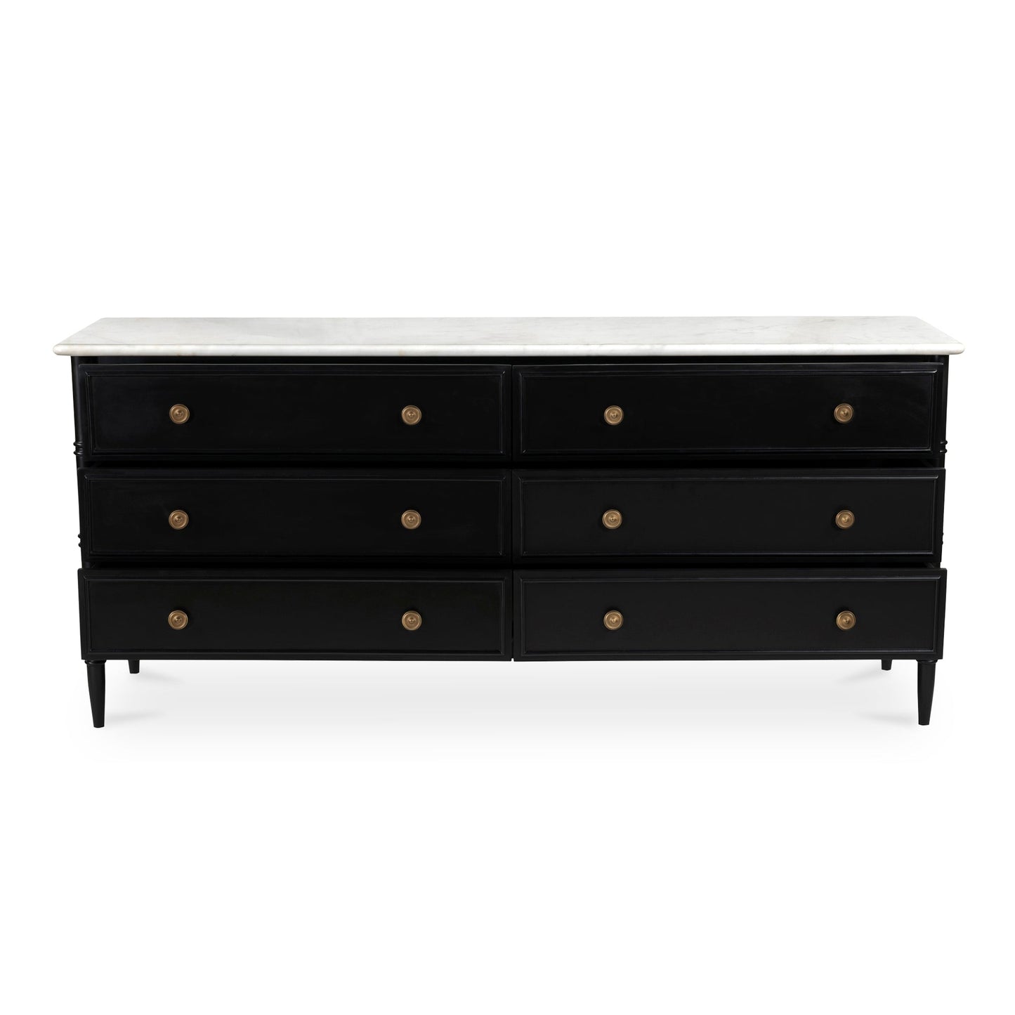 Eleanor Marble and Wood Black 6 Drawer Dresser