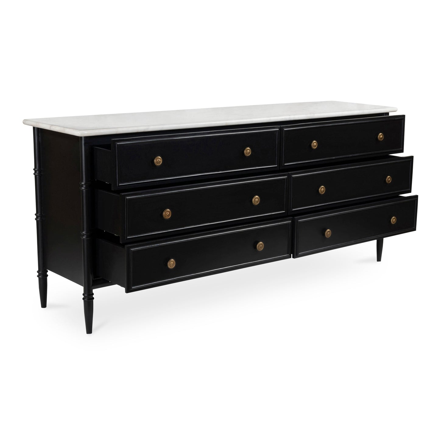 Eleanor Marble and Wood Black 6 Drawer Dresser