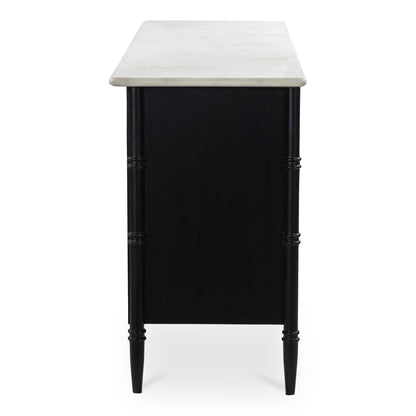 Eleanor Marble and Wood Black 6 Drawer Dresser