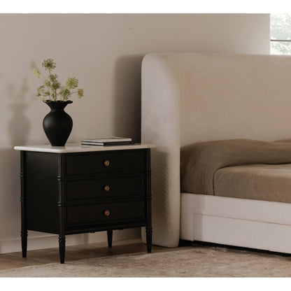 Eleanor Black With Marble Top Nightstand