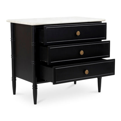 Eleanor Black With Marble Top Nightstand