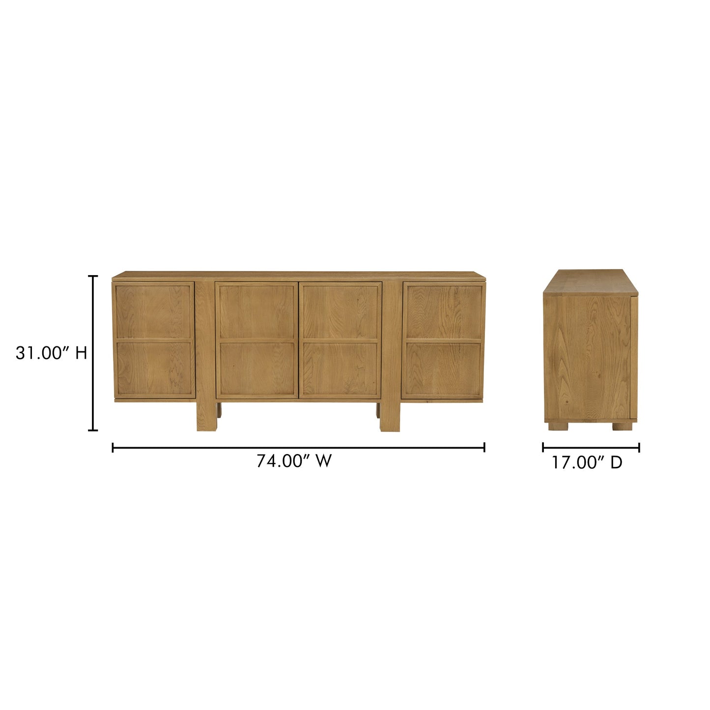 Henley Brown Solid Oak Ample Storage Sideboard