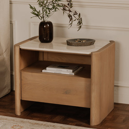 Lane Natural Italian Marble Top Nightstand