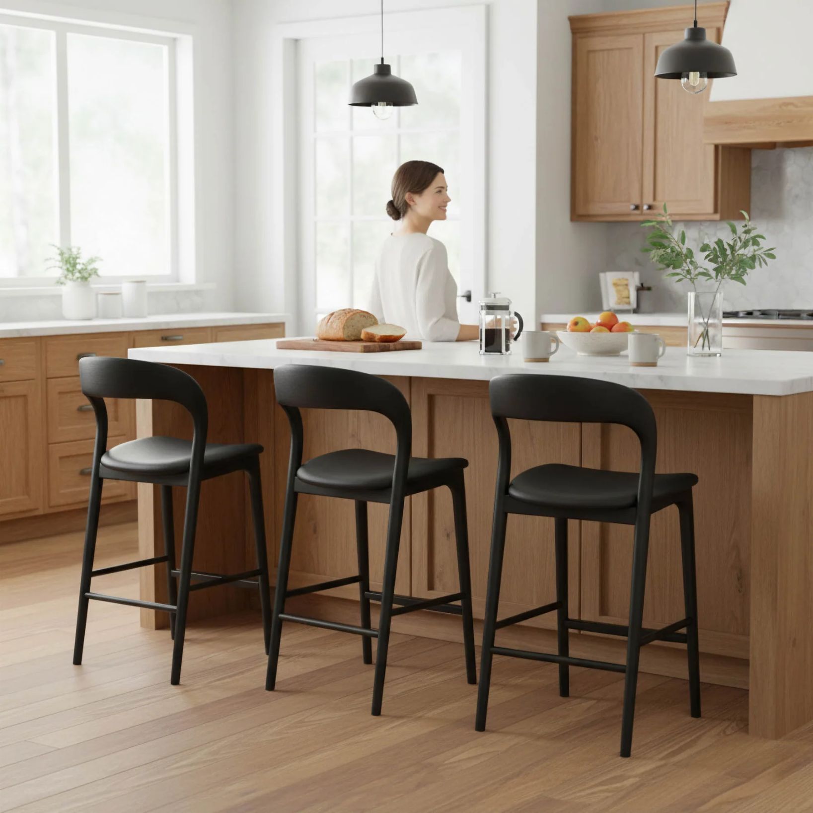 LH Home Rotondo Leather Counter Stool