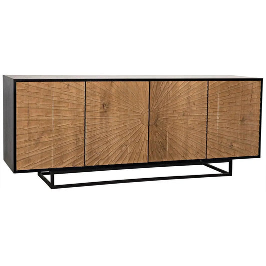 Noir Ra Teak Wood Black Sideboard