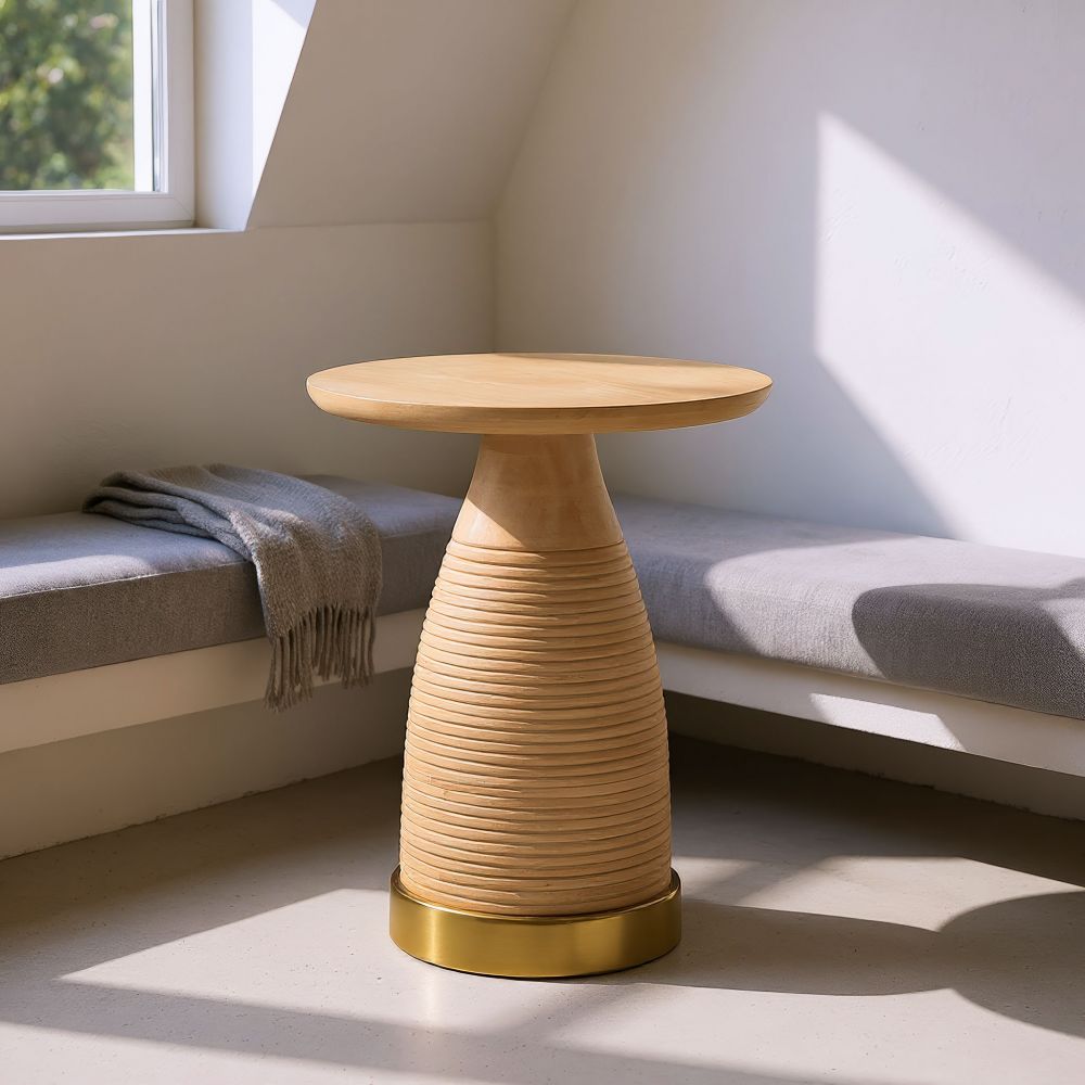 Zuo Modern Radiant Natural Wooden Round Side Table