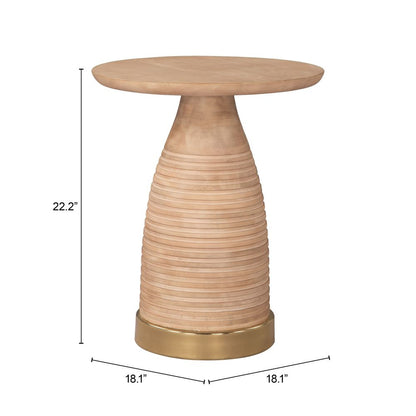 Zuo Modern Radiant Natural Wooden Round Side Table