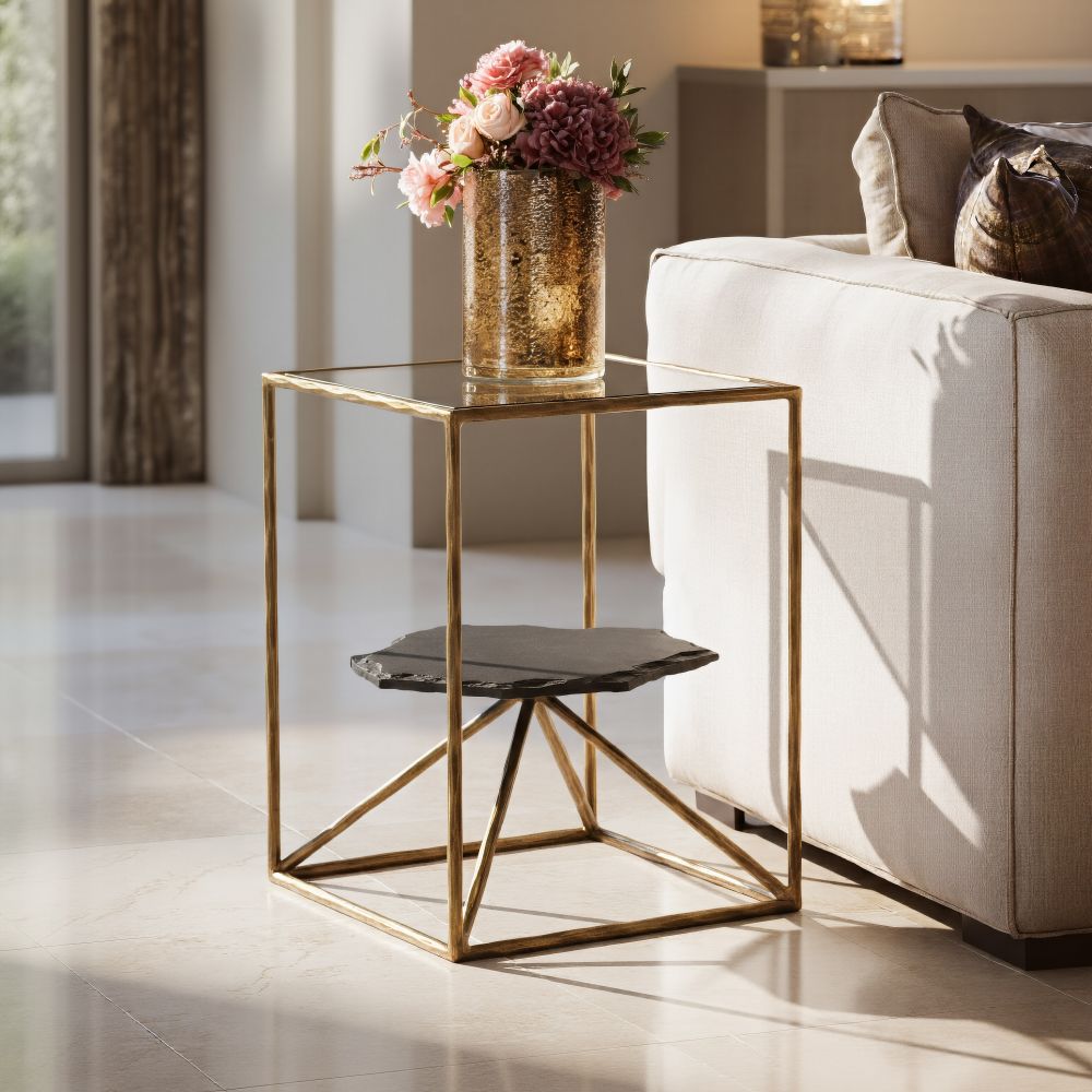 Zuo Modern Ranol Glass Top Square Side Table