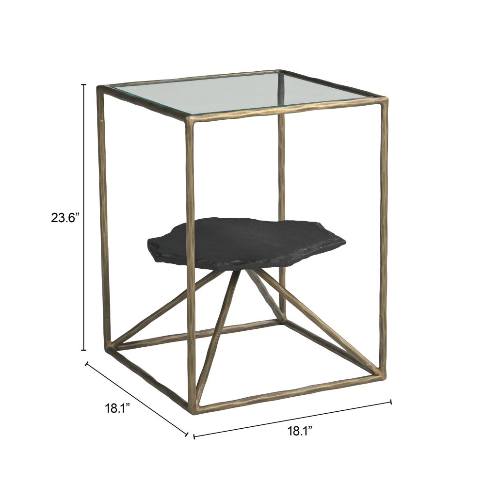 Zuo Modern Ranol Glass Top Square Side Table