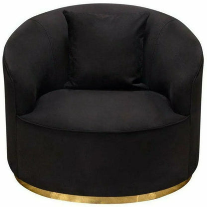 Raven Black Velvet Barrel Chair Gold Trim Club Chairs Sideboards and Things  By Diamond Sofa