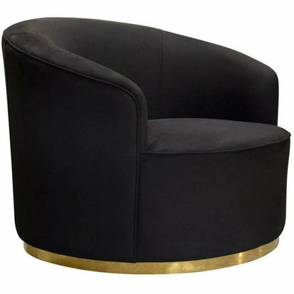 Raven Black Velvet Barrel Chair Gold Trim Club Chairs Sideboards and Things  By Diamond Sofa